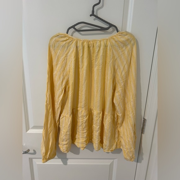 Yellow Striped Peplum Top - Picture 6 of 7